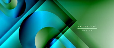 Çizgiler ve modern formlarla vektör geometrik arkaplan. Soyut yuvarlak şekiller, gölge ve ışık efektleri ile akışkan eğimli