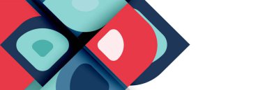 Soyut yuvarlak şekiller ve gölge efektleri tekrarlanan vektör modern geometrik arkaplan kümesi