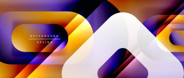 Çizgiler ve modern formlarla vektör geometrik arkaplan. Soyut yuvarlak şekiller, gölge ve ışık efektleri ile akışkan eğimli