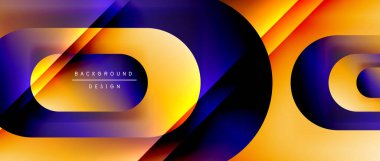 Çizgiler ve modern formlarla vektör geometrik arkaplan. Soyut yuvarlak şekiller, gölge ve ışık efektleri ile akışkan eğimli