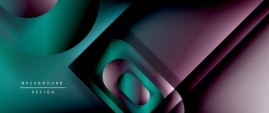 Çizgiler ve modern formlarla vektör geometrik arkaplan. Soyut yuvarlak şekiller, gölge ve ışık efektleri ile akışkan eğimli