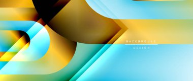 Çizgiler ve modern formlarla vektör geometrik arkaplan. Soyut yuvarlak şekiller, gölge ve ışık efektleri ile akışkan eğimli