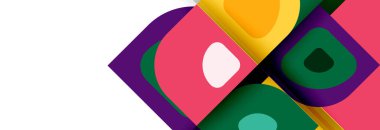 Soyut yuvarlak şekiller ve gölge efektleri tekrarlanan vektör modern geometrik arkaplan kümesi