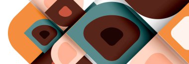 Soyut yuvarlak şekiller ve gölge efektleri tekrarlanan vektör modern geometrik arkaplan kümesi