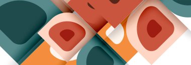 Soyut yuvarlak şekiller ve gölge efektleri tekrarlanan vektör modern geometrik arkaplan kümesi