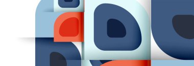 Soyut yuvarlak şekiller ve gölge efektleri tekrarlanan vektör modern geometrik arkaplan kümesi