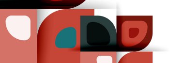 Soyut yuvarlak şekiller ve gölge efektleri tekrarlanan vektör modern geometrik arkaplan kümesi