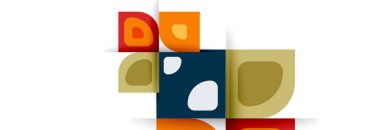 Soyut yuvarlak şekiller ve gölge efektleri tekrarlanan vektör modern geometrik arkaplan kümesi