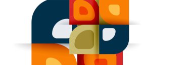 Soyut yuvarlak şekiller ve gölge efektleri tekrarlanan vektör modern geometrik arkaplan kümesi