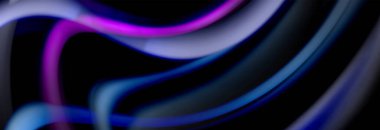 Dinamik hareket soyut arkaplan. Siyah üzerine bulanık renkli çizgiler. Sıvı çizgiler posteri. Vektör illüstrasyonu