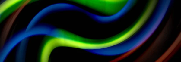 Dynamické abstraktní pozadí pohybu. Barva rozmazané pruhy na černé. Plakát s tekutými linkami. Vektorová ilustrace — Stockový vektor