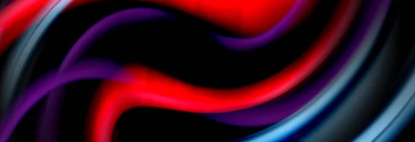 Dynamische Bewegung abstrakter Hintergrund. Farbe verschwommene Streifen auf schwarz. Wellenförmige flüssige Linien plakatieren. Vektorillustration — Stockvektor