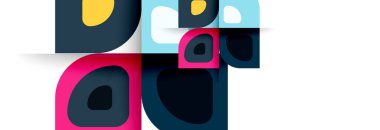 Soyut yuvarlak şekiller ve gölge efektleri tekrarlanan vektör modern geometrik arkaplan kümesi