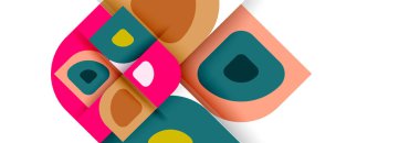 Soyut yuvarlak şekiller ve gölge efektleri tekrarlanan vektör modern geometrik arkaplan kümesi