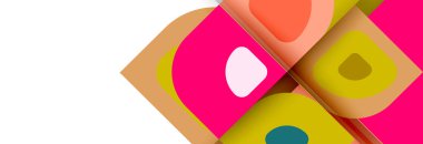 Soyut yuvarlak şekiller ve gölge efektleri tekrarlanan vektör modern geometrik arkaplan kümesi