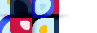 Soyut yuvarlak şekiller ve gölge efektleri tekrarlanan vektör modern geometrik arkaplan kümesi