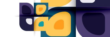 Soyut yuvarlak şekiller ve gölge efektleri tekrarlanan vektör modern geometrik arkaplan kümesi