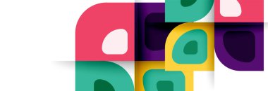 Soyut yuvarlak şekiller ve gölge efektleri tekrarlanan vektör modern geometrik arkaplan kümesi