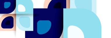 Soyut yuvarlak şekiller ve gölge efektleri tekrarlanan vektör modern geometrik arkaplan kümesi