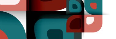 Soyut yuvarlak şekiller ve gölge efektleri tekrarlanan vektör modern geometrik arkaplan kümesi