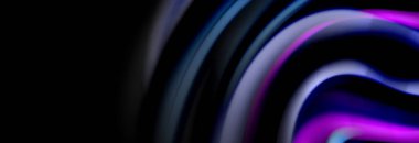 Dinamik hareket soyut arkaplan. Siyah üzerine bulanık renkli çizgiler. Sıvı çizgiler posteri. Vektör illüstrasyonu