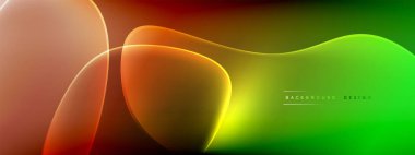 Vektör soyut arkaplan - sıvı kabarcıklar, gölgeler ve ışık efektleri ile sıvı gradyan şekiller. Metin için parlak tasarım şablonu