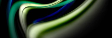 Dinamik hareket soyut arkaplan. Siyah üzerine bulanık renkli çizgiler. Sıvı çizgiler posteri. Vektör illüstrasyonu