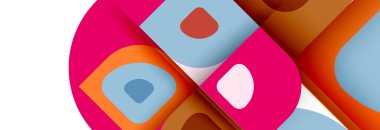 Soyut yuvarlak şekiller ve gölge efektleri tekrarlanan vektör modern geometrik arkaplan kümesi