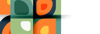 Soyut yuvarlak şekiller ve gölge efektleri tekrarlanan vektör modern geometrik arkaplan kümesi