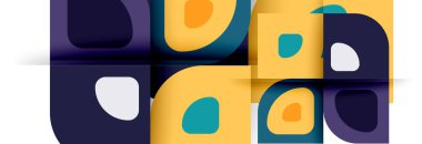 Soyut yuvarlak şekiller ve gölge efektleri tekrarlanan vektör modern geometrik arkaplan kümesi