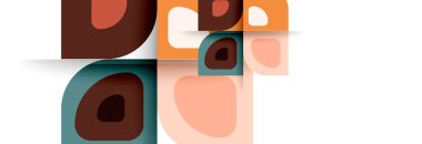 Soyut yuvarlak şekiller ve gölge efektleri tekrarlanan vektör modern geometrik arkaplan kümesi