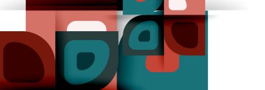 Soyut yuvarlak şekiller ve gölge efektleri tekrarlanan vektör modern geometrik arkaplan kümesi