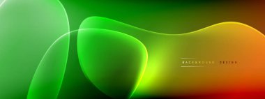 Vektör soyut arkaplan - sıvı kabarcıklar, gölgeler ve ışık efektleri ile sıvı gradyan şekiller. Metin için parlak tasarım şablonu