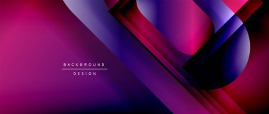 Çizgiler ve modern formlarla vektör geometrik arkaplan. Soyut yuvarlak şekiller, gölge ve ışık efektleri ile akışkan eğimli