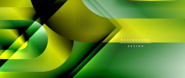 Çizgiler ve modern formlarla vektör geometrik arkaplan. Soyut yuvarlak şekiller, gölge ve ışık efektleri ile akışkan eğimli