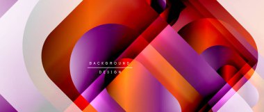 Çizgiler ve modern formlarla vektör geometrik arkaplan. Soyut yuvarlak şekiller, gölge ve ışık efektleri ile akışkan eğimli