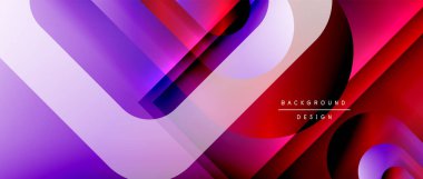 Çizgiler ve modern formlarla vektör geometrik arkaplan. Soyut yuvarlak şekiller, gölge ve ışık efektleri ile akışkan eğimli