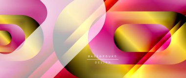 Çizgiler ve modern formlarla vektör geometrik arkaplan. Soyut yuvarlak şekiller, gölge ve ışık efektleri ile akışkan eğimli