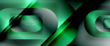 Çizgiler ve modern formlarla vektör geometrik arkaplan. Soyut yuvarlak şekiller, gölge ve ışık efektleri ile akışkan eğimli