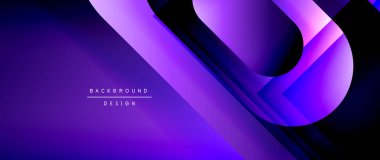 Çizgiler ve modern formlarla vektör geometrik arkaplan. Soyut yuvarlak şekiller, gölge ve ışık efektleri ile akışkan eğimli