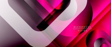 Çizgiler ve modern formlarla vektör geometrik arkaplan. Soyut yuvarlak şekiller, gölge ve ışık efektleri ile akışkan eğimli