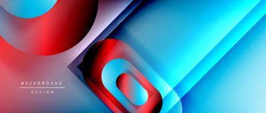 Çizgiler ve modern formlarla vektör geometrik arkaplan. Soyut yuvarlak şekiller, gölge ve ışık efektleri ile akışkan eğimli