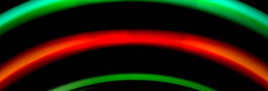 Dinamik hareket soyut arkaplan. Siyah üzerine bulanık renkli çizgiler. Sıvı çizgiler posteri. Vektör illüstrasyonu