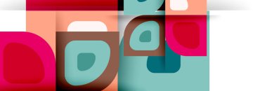 Soyut yuvarlak şekiller ve gölge efektleri tekrarlanan vektör modern geometrik arkaplan kümesi