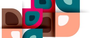 Soyut yuvarlak şekiller ve gölge efektleri tekrarlanan vektör modern geometrik arkaplan kümesi