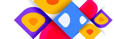 Soyut yuvarlak şekiller ve gölge efektleri tekrarlanan vektör modern geometrik arkaplan kümesi