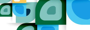 Soyut yuvarlak şekiller ve gölge efektleri tekrarlanan vektör modern geometrik arkaplan kümesi