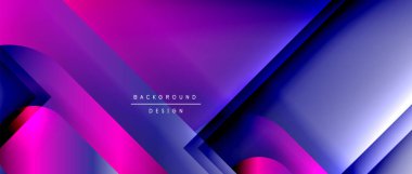 Çizgiler ve modern formlarla vektör geometrik arkaplan. Soyut yuvarlak şekiller, gölge ve ışık efektleri ile akışkan eğimli