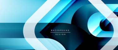 Çizgiler ve modern formlarla vektör geometrik arkaplan. Soyut yuvarlak şekiller, gölge ve ışık efektleri ile akışkan eğimli