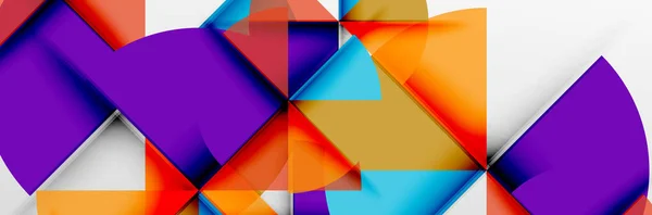 Parlak renkli daireler, soyut yuvarlak şekiller ve gölge efektli üçgenler. Vektör modern geometrik tasarım şablonu — Stok Vektör